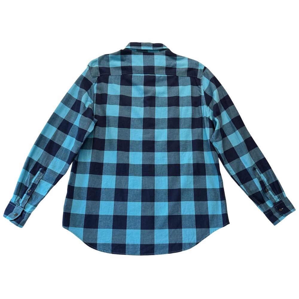 TIMBERLAND Cotton Flannel Button Up Shirt Men's Size XL Regular Aqua Navy Check - Picture 2 of 14